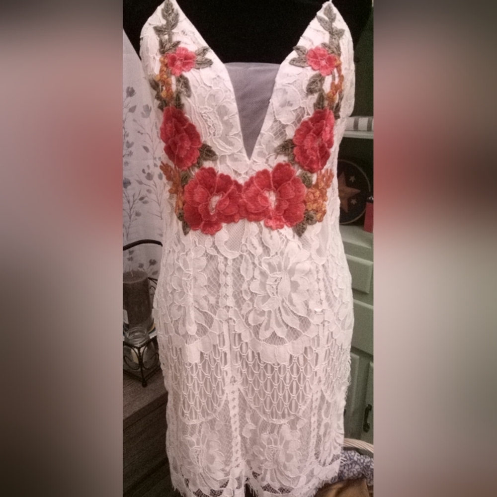 NWT Floral Embroidered Lace Dress Size XL
